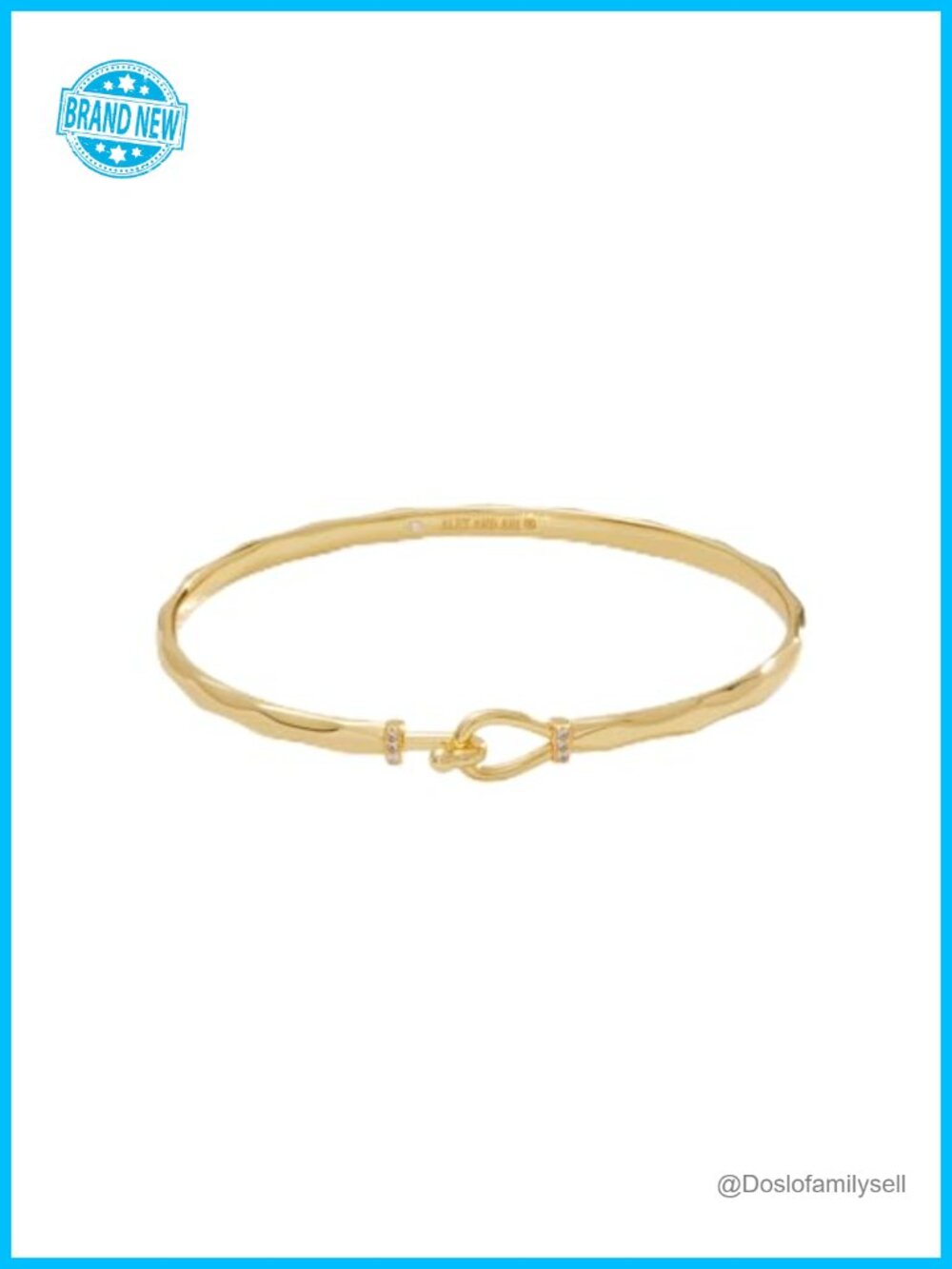 Faceted Hook Tension Cuff Bracelet Brass